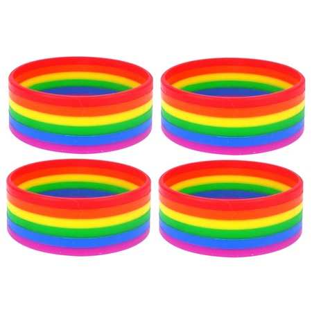 4x Regenboog pride kleuren siliconen armbandje 20 cm