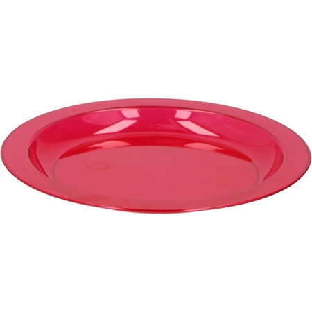 4x Red plastic plates 20 cm