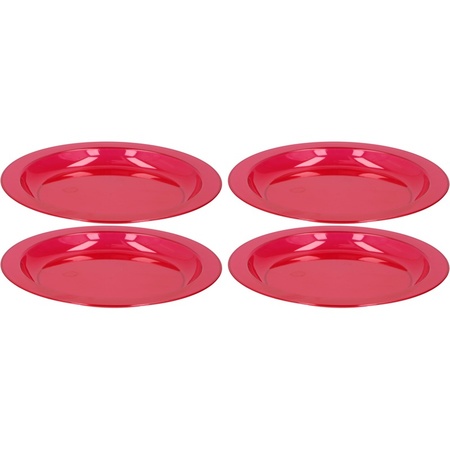4x Red plastic plates 20 cm