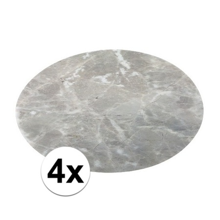 4x ronde placemat marmer grijs 38 cm
