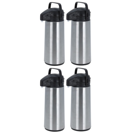 4x Vacuum flasks with pump 1.8 liter stainless steel