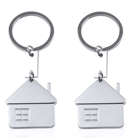 4x key rings with house 3,5 cm
