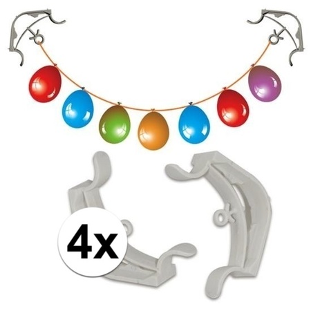 4x Slingers/decoratie ophangen hoekklemmen wit