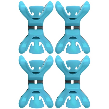 4x Slingers/decoratie ophangen slingerklemmen blauw
