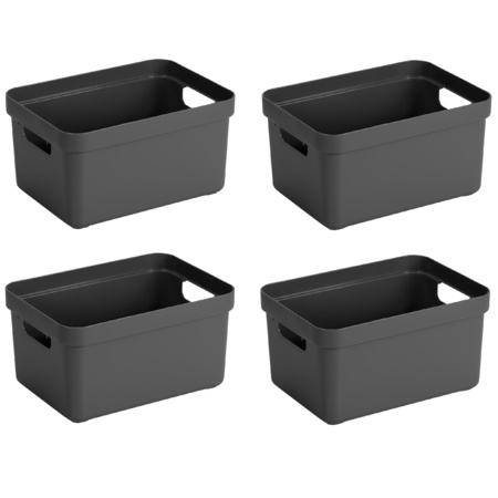 4x pieces anthracite home box storage boxes 5 liters plastic