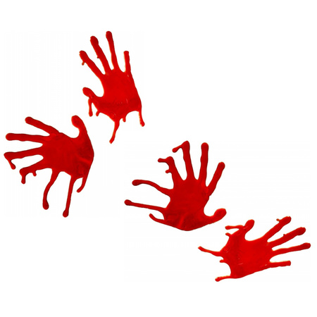4x stuks bloederige horror handafdrukken raamdecoratie