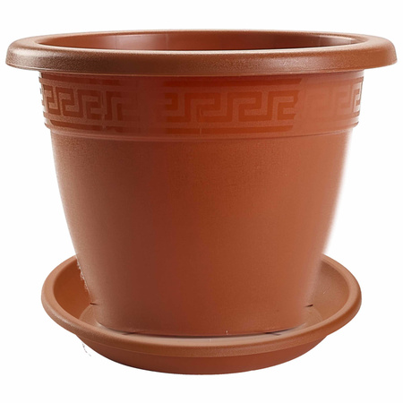 4x pieces planter pots with dish 22 cm diameter terra