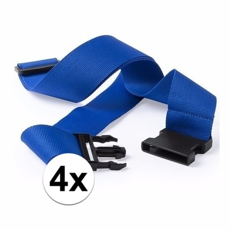 4x Suitcase belts blue 180 cm