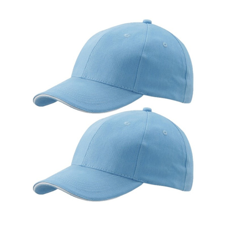 4x stuks lichtblauwe baseball cap 100% katoen voor volwassenen