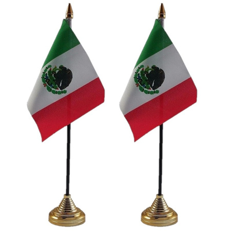 4x pieces mexico table flag 10 x 15 cm with base