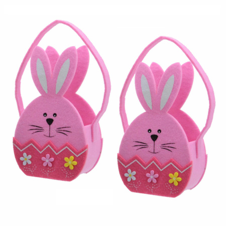 4x pieces easter egg basket bunny pink felt 11 x 20 cm