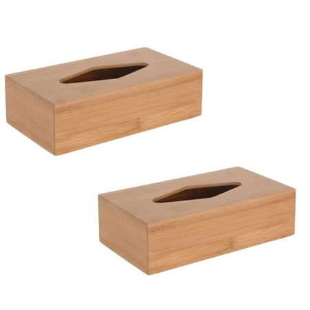 4x stuks tissuebox/tissuedoos van bamboe hout B10 x H9 x L23 cm