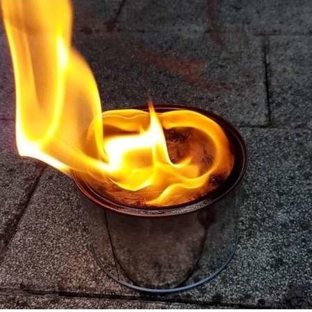 4x Tuinfakkels vuur verlichting in blik 11 x 7,5 cm 4 branduren
