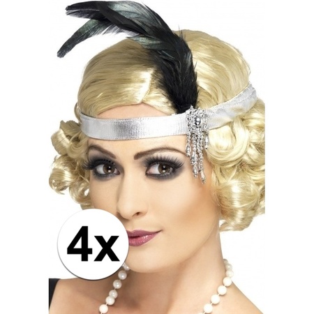 4x Zilveren jaren 20 hoofdbanden 