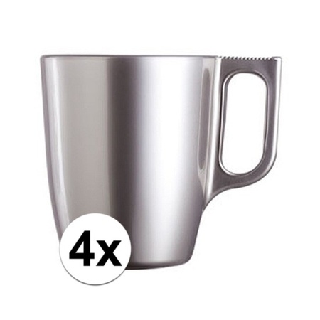 4x Zilveren koffie bekers/mokken 250 ml