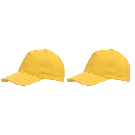 5-panel baseballcap geel met klittenbandsluiting voor volwassenen 10 stuks