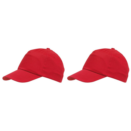 Baseballcap red 5-panel for adults 10 pieces
