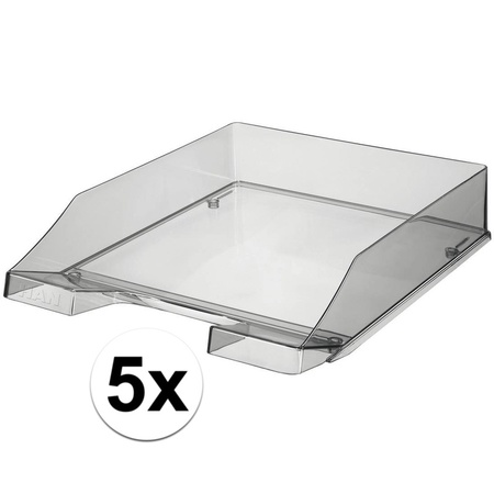 5 pcs Letter tray transparant grey A4 size HAN