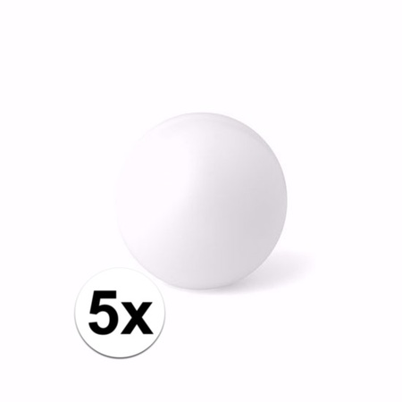 5x white anti stress ball 6 cm