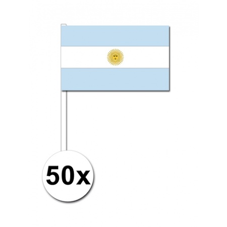 50 Argentijnse zwaaivlaggetjes 12 x 24 cm
