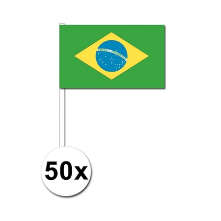 50 Braziliaanse zwaaivlaggetjes 12 x 24 cm