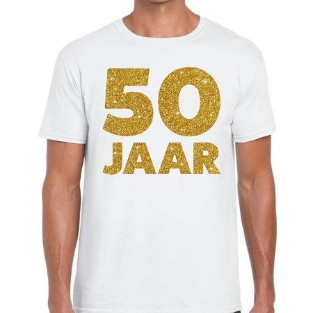 50 Jaar glitter verjaardag t-shirt wit heren