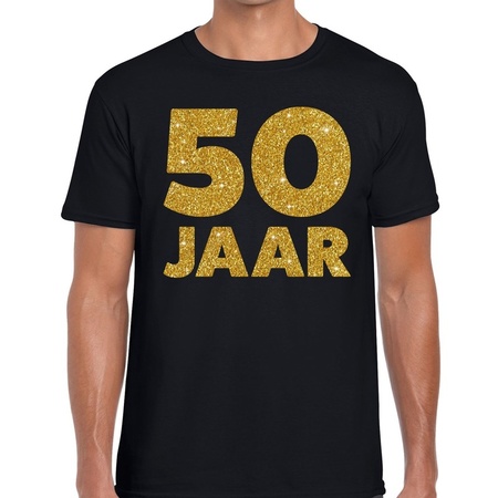 50 Jaar glitter verjaardag t-shirt zwart heren
