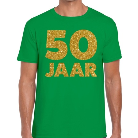 50 Jaar goud glitter verjaardag t-shirt groen heren