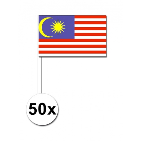 50 Maleisische zwaaivlaggetjes 12 x 24 cm