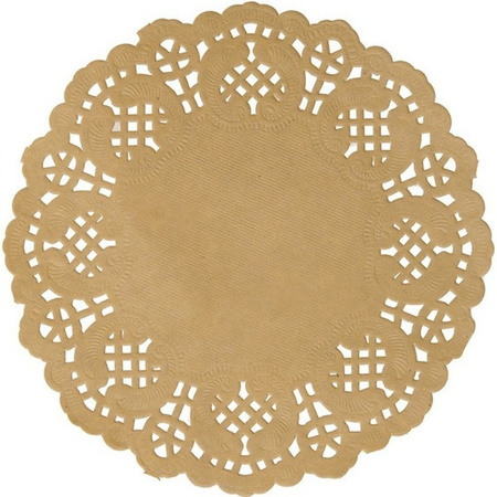 50x Wedding natural round placemats 35 cm paper with lace look