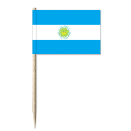 50x Cocktailprikkers Argentini 8 cm vlaggetje landen decoratie