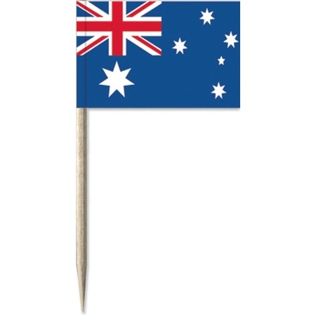 50x Cocktailprikkers Australie 8 cm vlaggetje landen decoratie