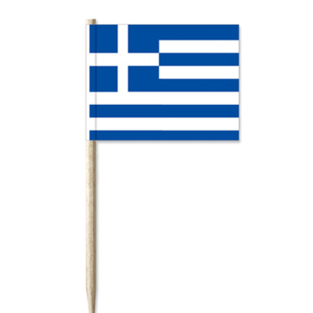 50x Cocktailprikkers Griekenland 8 cm vlaggetje landen decoratie