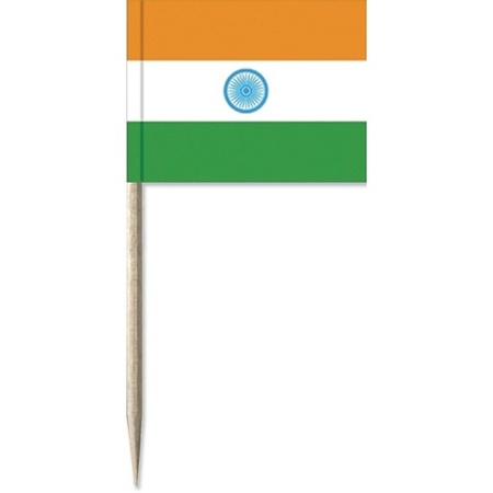 50x Cocktailprikkers India 8 cm vlaggetje landen decoratie