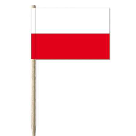 50x Cocktailprikkers Polen 8 cm vlaggetje landen decoratie