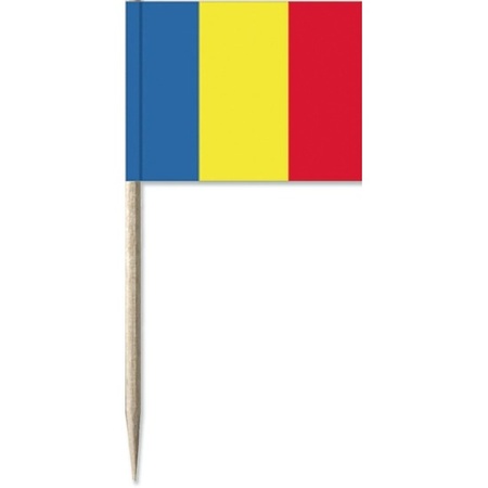 50x Cocktailprikkers Roemeni 8 cm vlaggetje landen decoratie