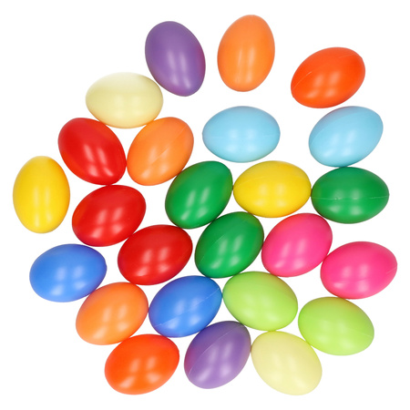 50x Gekleurde kunststof eieren decoratie 6 cm hobby