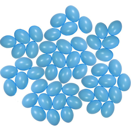 50x Light blue plastic eggs decoration 4 cm hobby