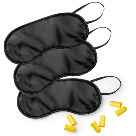 50x Slaapmaskers zwart met oordoppen