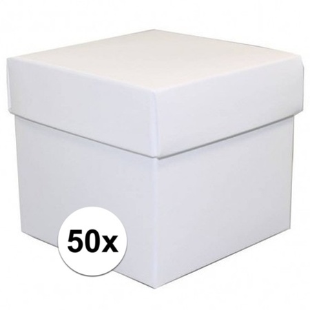 50x White gift box 10 cm square