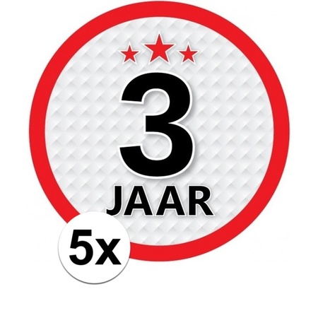 5x 3 Year stickers round 15 cm