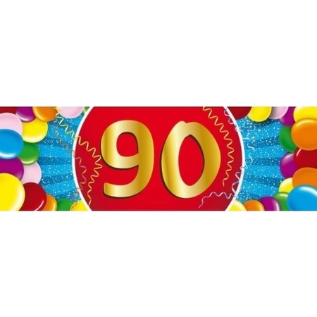 5x 90 Jaar leeftijd stickers 19 x 6 cm verjaardag versiering