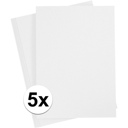 5x White cardboard A4 