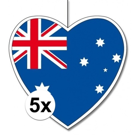 5x Australie hangdecoratie harten 28 cm