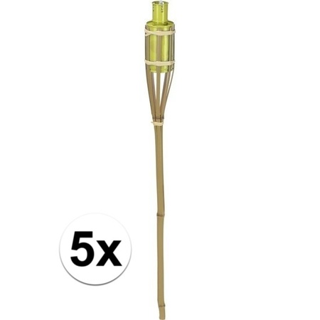 5x Bamboo garden torch yellow 65 cm