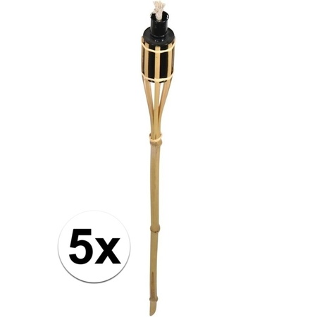 5x Bamboo garden torches 88 cm 
