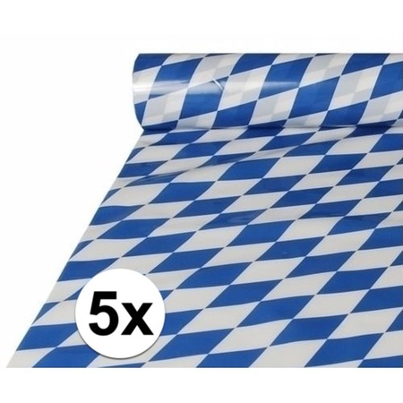 5x Bayern Oktoberfest tafelkleden plastic op rol 20 x 1 meter