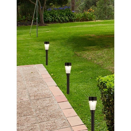 5x Outdoor/garden LED black pin Jive solar light 32 cm