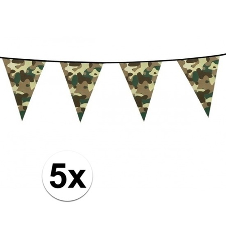 5x Camouflage vlaggenlijnen 6 meter