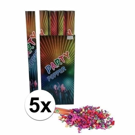 5x Confetti kanon kleuren 80 cm
